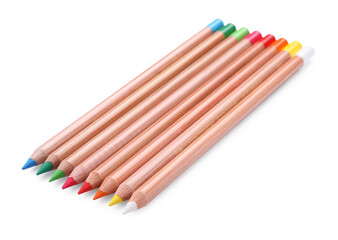 Fototapeta premium Colorful pastel pencils isolated on white. Drawing supplies