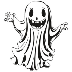 Black and White Hand-Drawn Ghostly Haunting