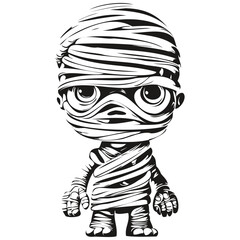 Black and White Mummy Image for Halloween