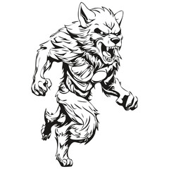 Black and White Phantasmal Image of a Halloween Lycanthrope
