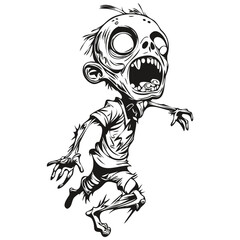 Black and White Phantasmal Image of a Scary Undead for Halloween