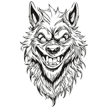 Black and White Phantasmal Image of a Scary Halloween Lycanthrope