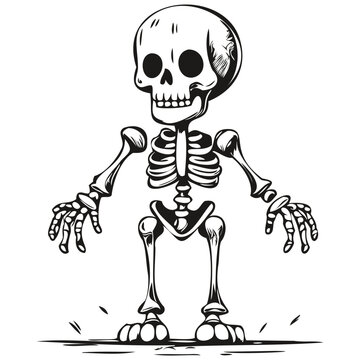 Black and White Phantasmal Image of a Scary Skeleton