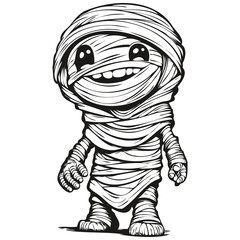Creepy Hand-Drawn Halloween Mummy Portrait in Vector