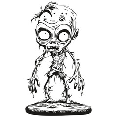 Ethereal Hand-Drawn Zombie for Halloween isolated black silhouette