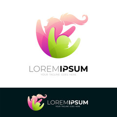 Charity care logo with simple design, 3d colorful style