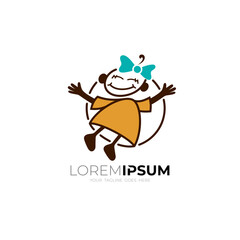Children logo with simple design, children's playground icon