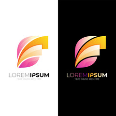 Wing logo with colorful style, abstract swoosh icon template, 3d colorful