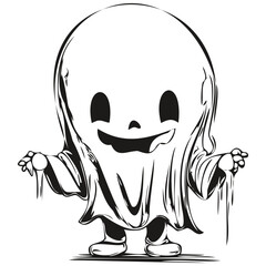 Haunting Hand-Drawn Encounter in Vector Style