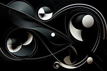 rotating shapes on black. Generative AI