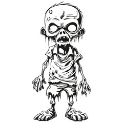 Malevolent Zombie in Vector Style isolated black silhouette