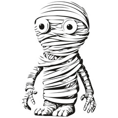Fototapeta na wymiar Monochrome Halloween Mummy Vector for Haunting Designs