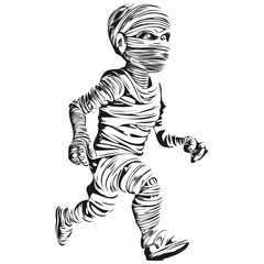 Monochrome Halloween Mummy Vector for Haunting Designs