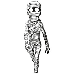 Mummy Portrait in Black and White for Halloween Graphics