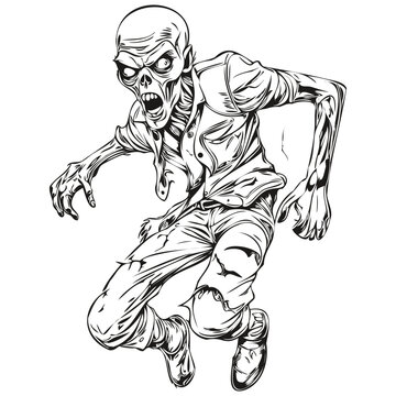 Malevolent Zombie Reflection in Vector