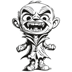 Mysterious Halloween Reflection of a Fangs in Black and White