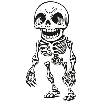 Mysterious Halloween Skeleton in Black and White