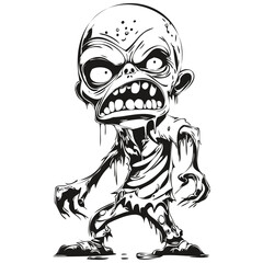 Scary Hand-Drawn Image of a Halloween Undead for Halloween