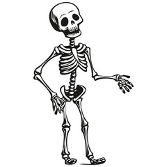 Scary Hand-Drawn Reflection of a Skeleton