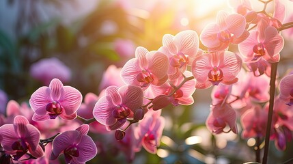 Close-up of a blooming pink butterfly orchid