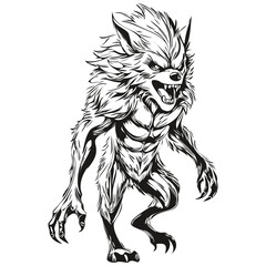 Spooky Halloween Werewolf in Monochrome