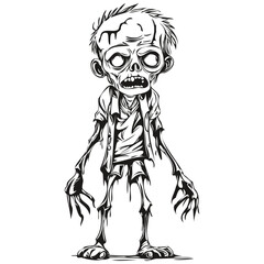 Spooky undead Phenomenon in Monochrome isolated black silhouette