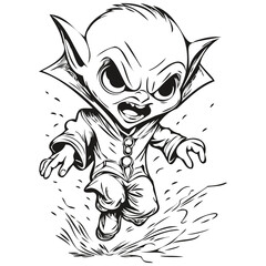 Transparent Image of a Halloween Vampire Reflection in Black and White