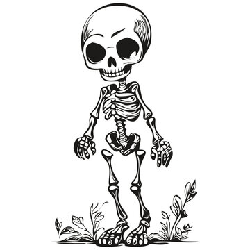 Transparent Halloween Skeleton Haunting in Vector