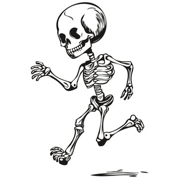 Transparent Halloween Skeleton in Hand-Drawn Style