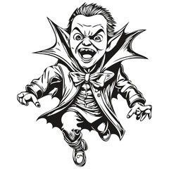 Vampire Haunting in Monochrome for Halloween Scene