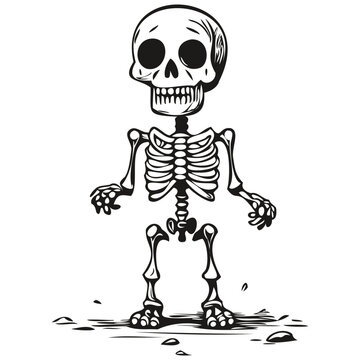 Vector Skeleton Entity in Ethereal Style for Halloween