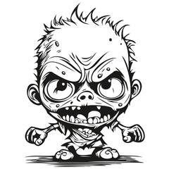 Obraz premium Zombie Haunting in Black and White for Spooky Halloween Scene