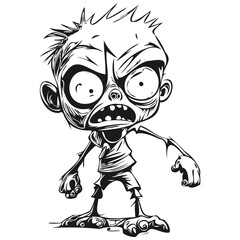 Zombie in Hand-Drawn Style for Halloween
