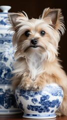 A small Yorkshire Terrier with its fluffy coat