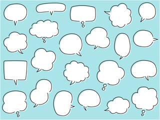 ゆるい吹き出しのベクターイラストセット。　ふきだし、フレーム	