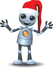 3D illustration of a little robot cost play as a Santa Claus on isolated white background