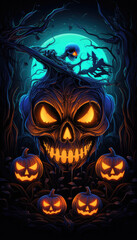 Photo with neon lights for Halloween background design