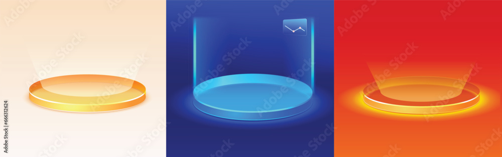 Poster vector tech stereoscopic 2.5d base design
