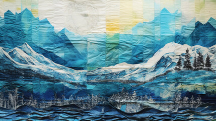 Mountain Landscape Mixed Media Collage Black and White Photography