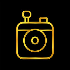 gold colored camera illustration for web and graphic design