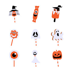 Collection candy spooky cute vector