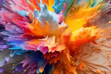 Vibrant paint explosion showcased in product frame. Generative AI - obrazy, fototapety, plakaty