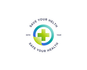 Creative colorful circle line with cross health logo