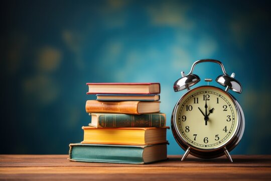 old clock and books on table