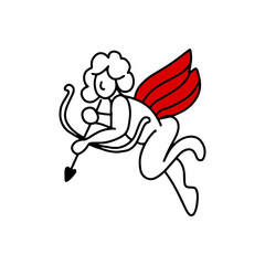 cupid with arrows. Angel in doodle style