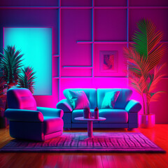 Beautiful Contemporary Living Room Interior Design  Created with generative AI tools.