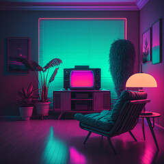 Beautiful Contemporary Living Room Interior Design  Created with generative AI tools.