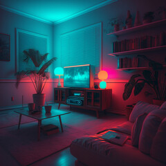 Beautiful Contemporary Living Room Interior Design  Created with generative AI tools.