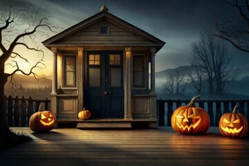 halloween pumpkin on house