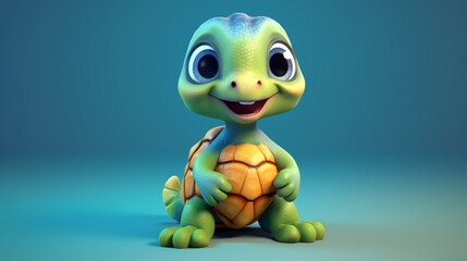 cute Turtle animation no background.Generative AI